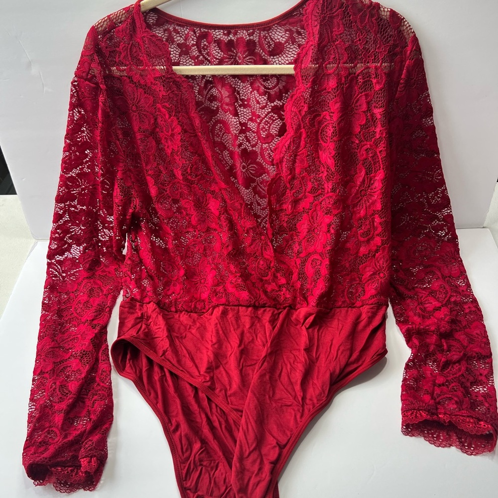 Red Lace Bodysuit